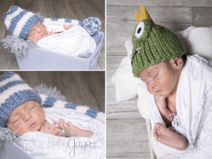 Nouveau-né dans un panier avec un bonnet