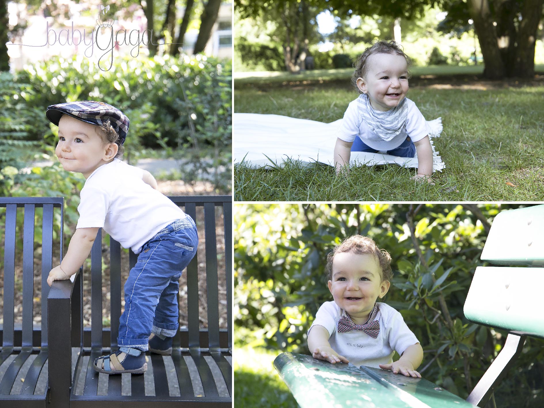 Petit garçon sur un banc dans un parc
